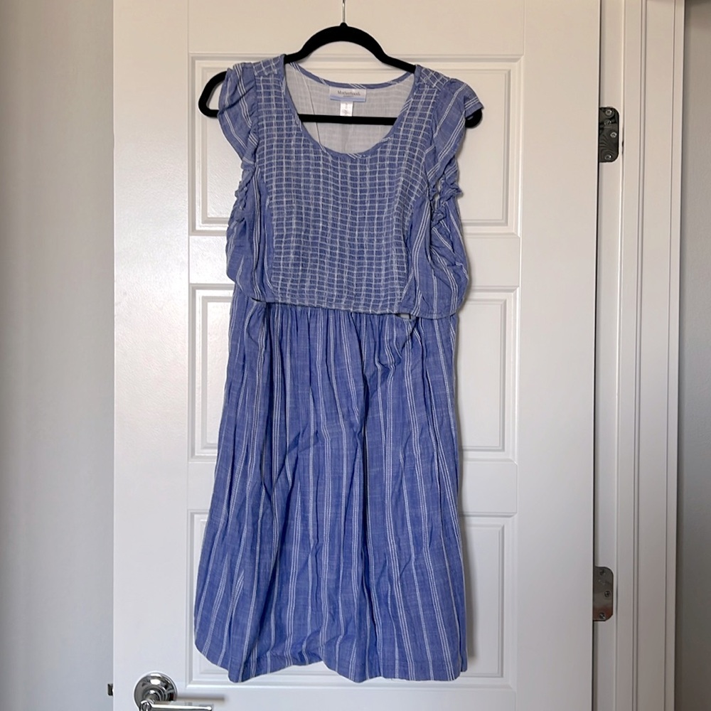 Motherhood Maternity Blue Striped Midi Dress